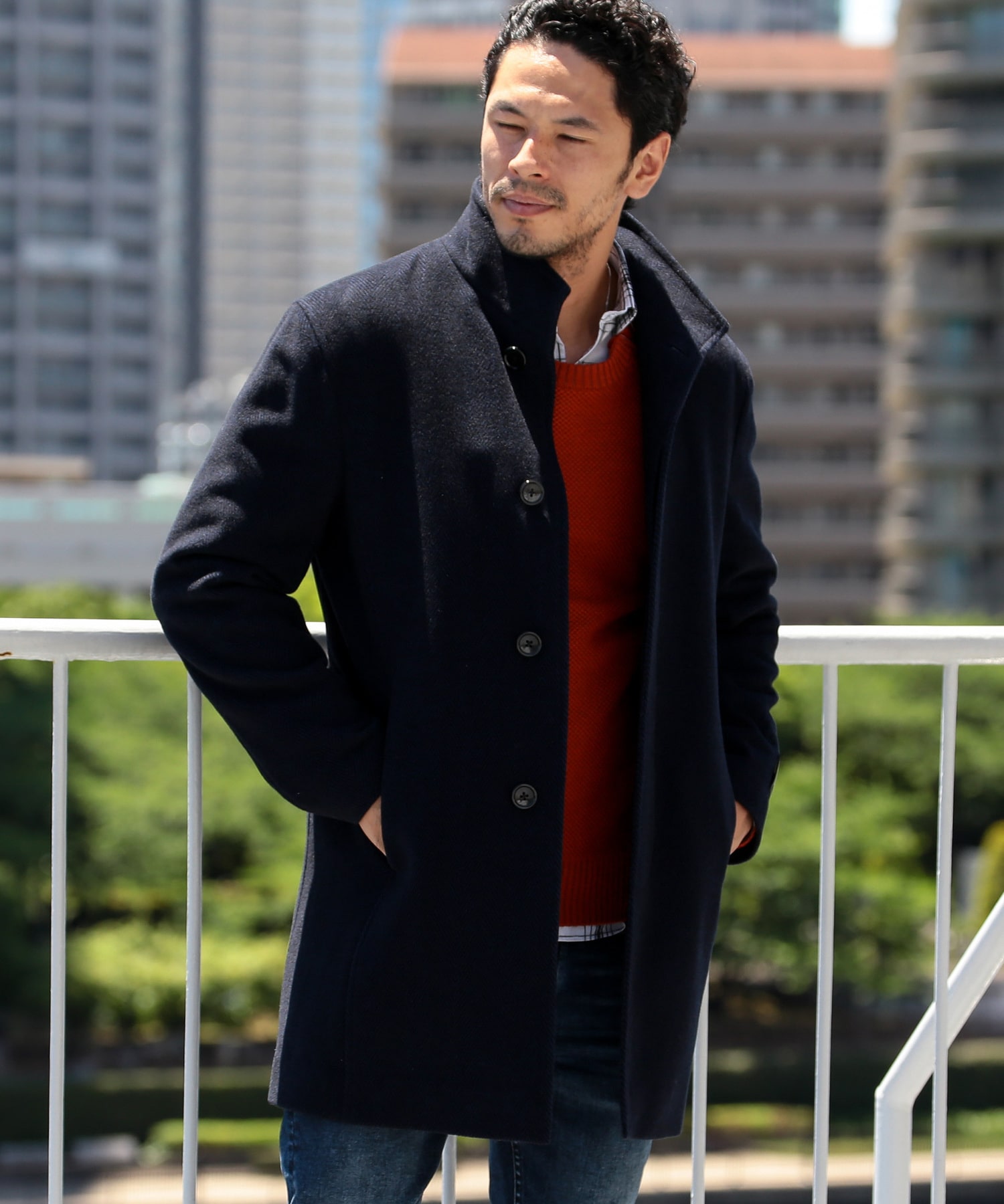 ヘリンボーン ウールスタンドカラーコート メンズファッション通販 Men S Bigi Online Store メンズビギ オンラインストア