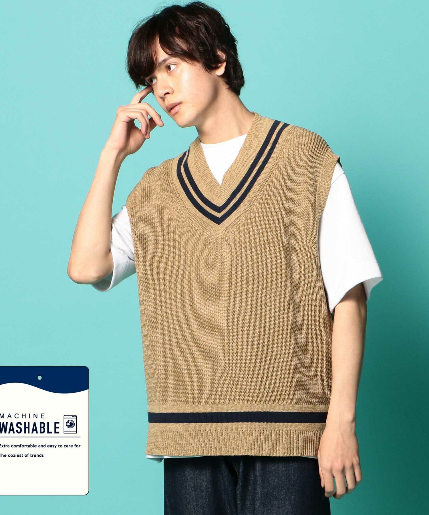 トレンドアイテム 畦編みチルデンニットベスト Machine Washable メンズファッション通販 Men S Bigi Online Store メンズビギ オンラインストア