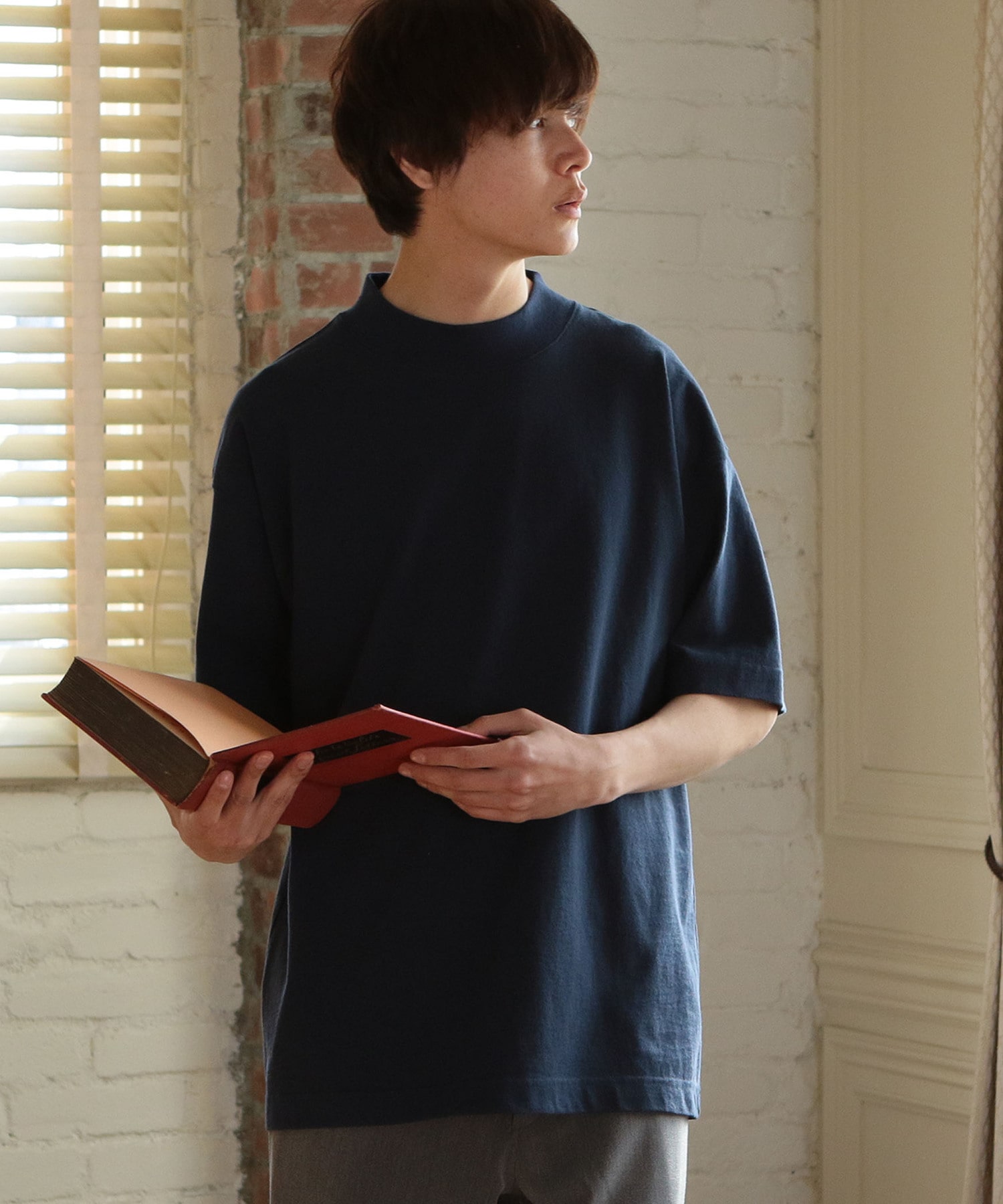 Usaコットン ドライタッチモックネックtシャツ