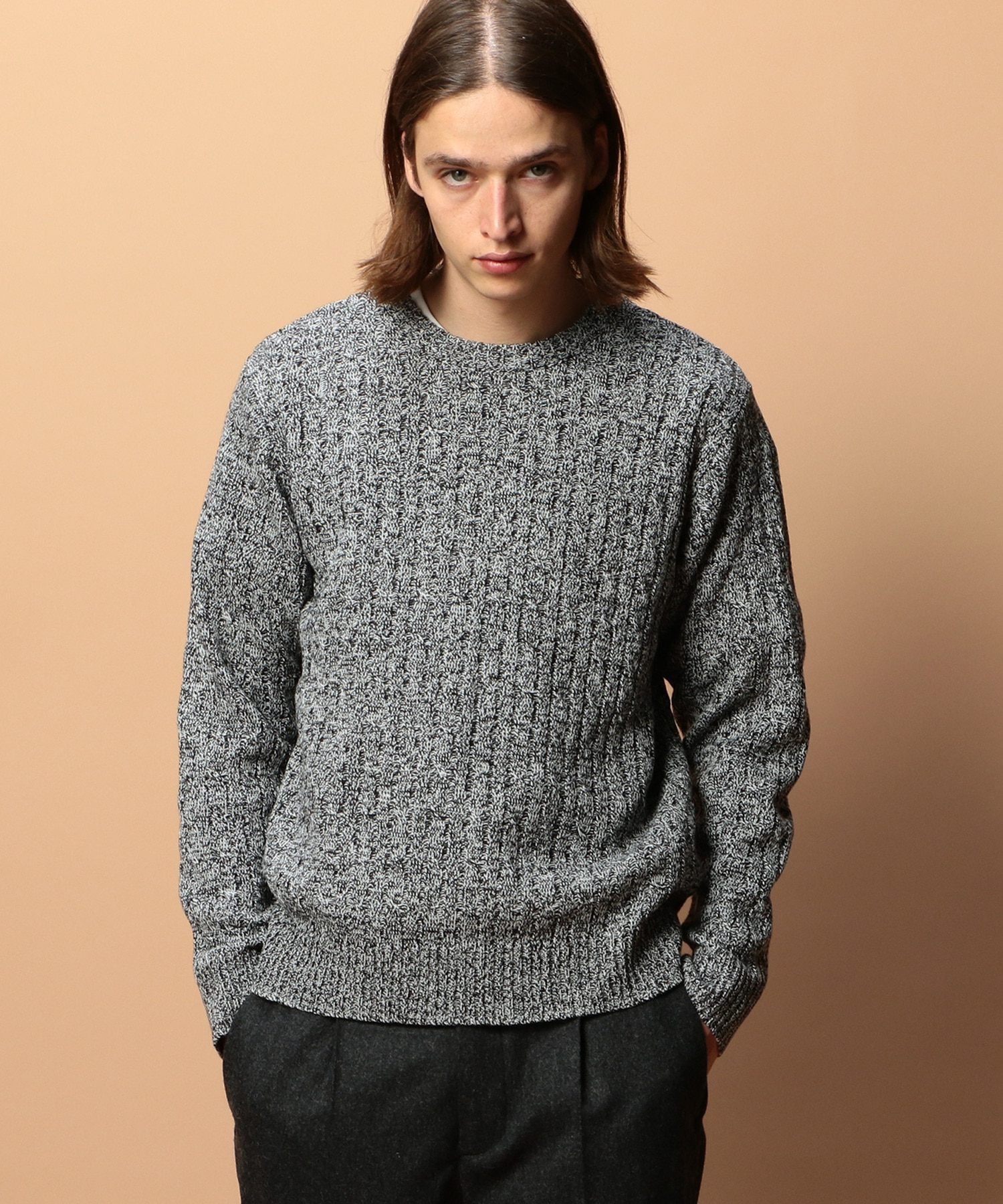 ケーブル編クルーネックニット Hand Washable メンズファッション通販 Men S Bigi Online Store メンズビギ オンラインストア