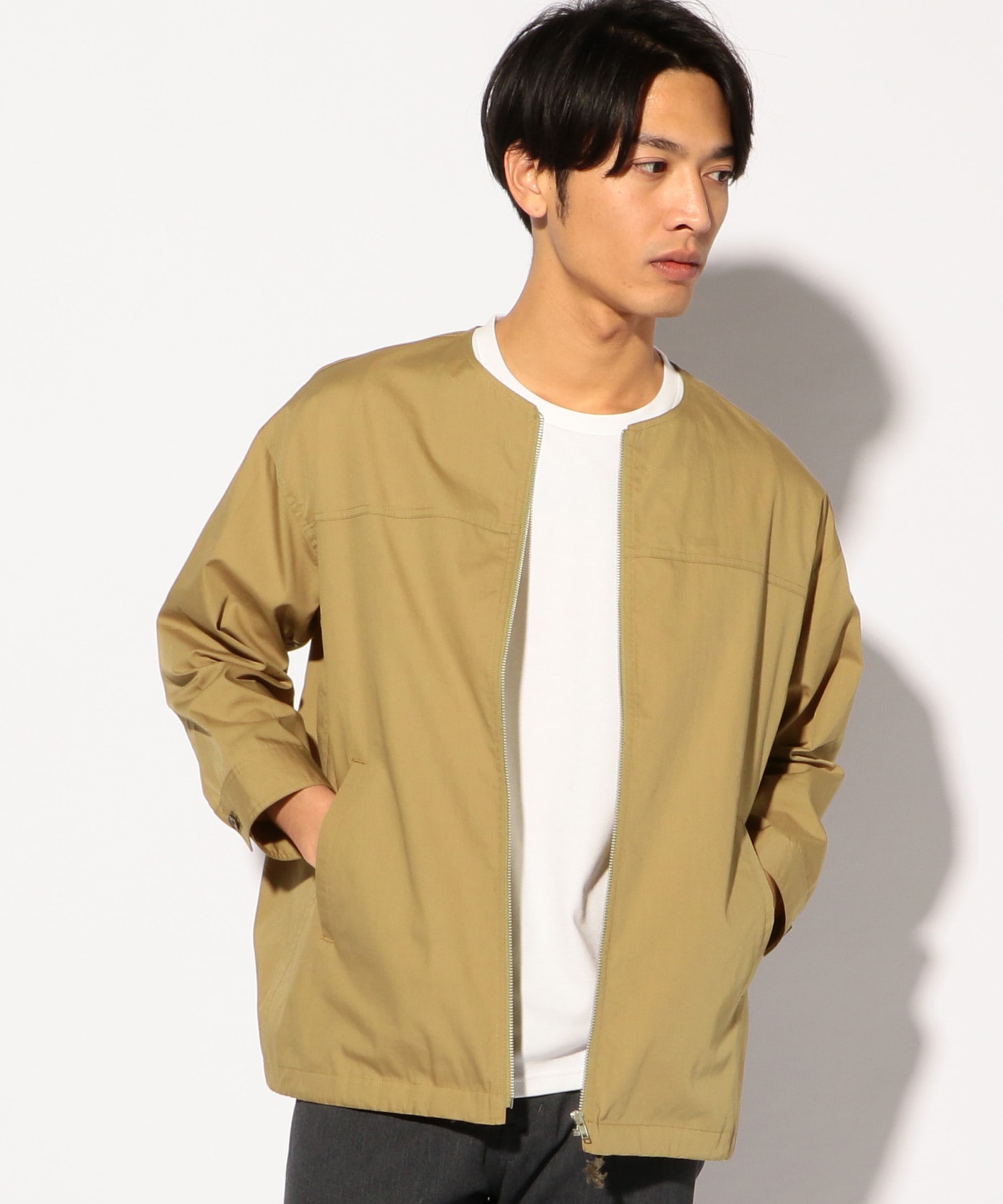 7分袖ノーカラージップシャツブルゾン メンズファッション通販 Men S Bigi Online Store メンズビギ オンラインストア