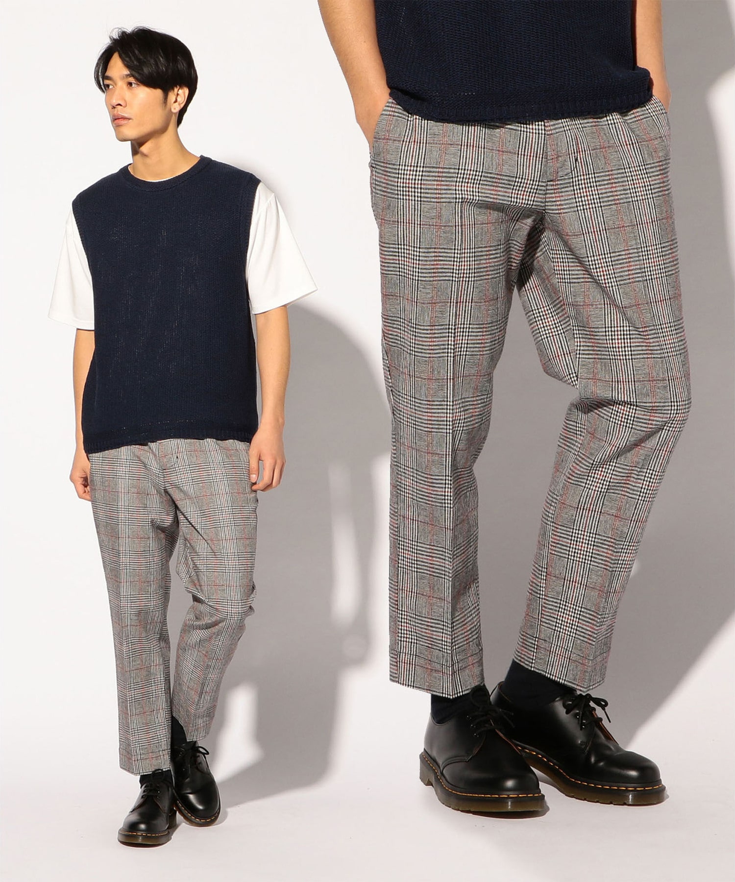 一律5 還元 11 15 9 59まで ベルト付きセンタープレスコットンリネンチェッククロップドパンツ メンズファッション通販 Men S Bigi Online Store メンズビギ オンラインストア