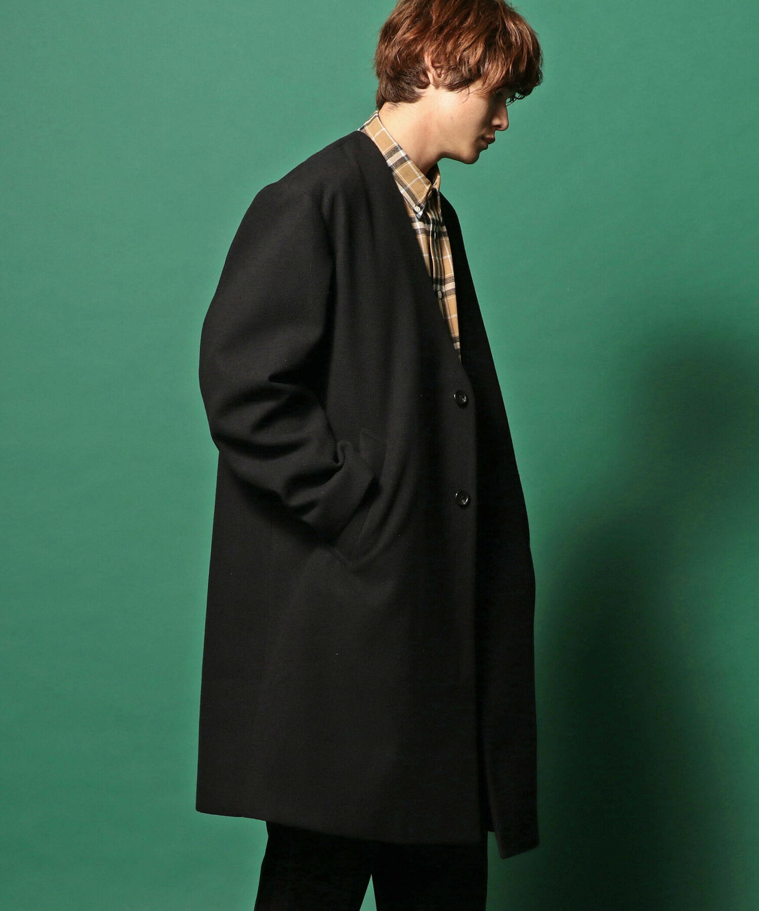 スムースメルトンノーカラーコート メンズファッション通販 Men S Bigi Online Store メンズビギ オンラインストア